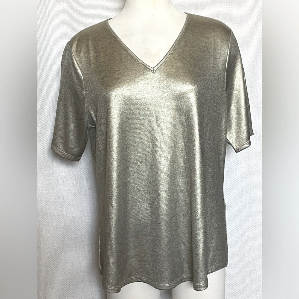 Chicos metallic gold tee